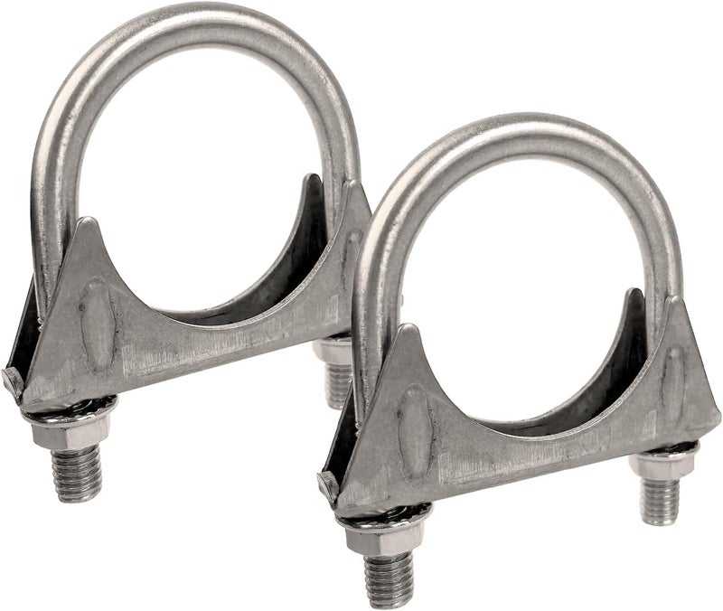 eLifecenter Universal Heavy Duty 1.5" 1-1/2 Inch Exhaust U Bolt Clamp Stainless Steel Saddle Design with Reinforced Ribs - Image 1